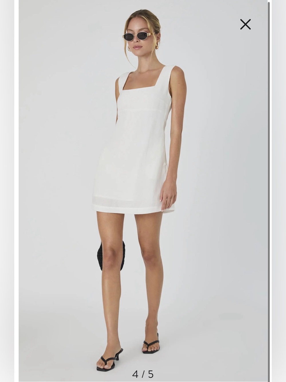 French Connection Birdie Square Neck Minidress, White, size 4 - Picture 4 of 12
